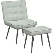 vidaXL Relaxsessel mit Hocker Hellgrau Samt