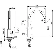 Hansa Spültisch-Einhebelmischer HANSAVANTIS seitenbed., Ausl. 247mm, matt-schwarz