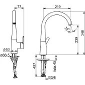 Hansa Spültisch-Einhebelmischer HANSADESIGNO Style seitenbedient, Ausl. 219mm, bron geb.
