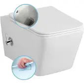 Sapho PORTO CLEANWASH Hänge-WC, mit Armatur und Bidetdusche, Rimless,36x52cm, Weiß