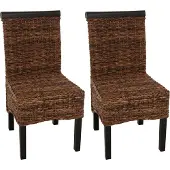 Mendler Esszimmerstuhl Acireale, Korbgeflecht (2er-Set) dunkel, ohne Kissen
