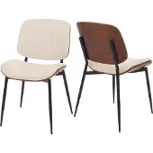 Mendler 2er-Set Esszimmerstuhl MCW-O44, Küchenstuhl Stuhl, Bugholz Kunstleder MVG Walnuss-Optik, weiß