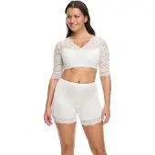 Susa Dirndlbluse "Wiesn-Zauber" florale Spitze, halbarm, elastisch, V-Ausschnitt, feminin