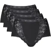Sloggi Maxislip "Chic" 4er Pack, elastische Spitzeneinsätze, feminin, Baumwollmix, elastisch