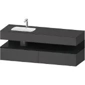 Duravit Collection One Einbauwaschtisch mit Konsolenwaschtischunterbau, 1600x550x600mm, Nische Eiche Schwarz, Becken links, QA4795016490000, Farbe: Graphit matt