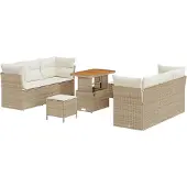 vidaXL Gartensofa-set 9 stk. Beige Poly-Rattan