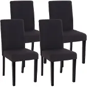 Mendler 4er-Set Esszimmerstuhl Stuhl Küchenstuhl Littau Textil, schwarz, dunkle Beine