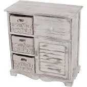 Mendler Kommode Schrank mit 3 Körben 63x60x30cm, Shabby-Look, Vintage weiß