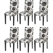 Mendler 6er-Set Esszimmerstuhl Stuhl Küchenstuhl Littau Textil, jacquard, dunkle Beine