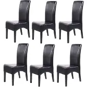 Mendler 6er-Set Esszimmerstuhl Küchenstuhl Stuhl Crotone, LEDER schwarz, dunkle Beine