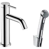 Hansgrohe tecturis s - wastafelkraan met afvoerplug push-open en bidetdouche, ecosmart, chroom