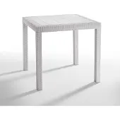 BICA Dallas quadratischer Gartentisch aus Polypropylen in Rattanoptik, 80x80 cm, Weiß