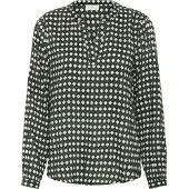 Kaffe Langarm-Bluse Regular fit Dark Green -Diamond Print green