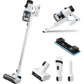 Medion P350 W Stabstaubsauger mit Wischfunktion (kabellos, beutellos, Zyklon-Technologie, 350 Watt, 2in1 Stielstaubsauger Handstaubsauger, Akku, Staubsensor, HEPA H13, LED Touch Display, Bürstenrolle)