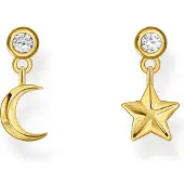 Thomas Sabo Ohrstecker mit Mond- und Stern-Anhänger und weissen Steinen vergoldet