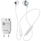 Cellularline CHARGE & MUSIC KIT, Kabellos, Anrufe/Musik, 140 g, Kopfhörer, Weiß