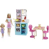 Barbie Chelsea & Backspielset mit 2Puppen, Küchenset und Zubehör, Modepuppe, 3 Jahr(e), Mädchen, 323,9 mm, Mehrfarbig
