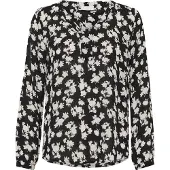 Kaffe Langarm-Bluse Regular fit Black/Turtledove Flower Print floral