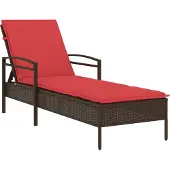 vidaXL | Sonnenliege | mit Kissen Braun 63 x 200 x 81 cm Poly-Rattan