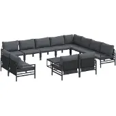 vidaXL Gartensofa-set 13 stk. Schwarz Stahl
