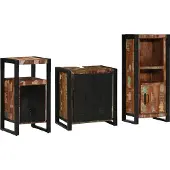 vidaXL Badezimmermöbel-Set mit Regal 3 pcs Massives upgecyceltes Holz