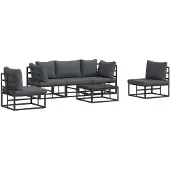 vidaXL Gartensofa-set 6 stk. Schwarz Aluminium