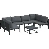 vidaXL Gartensofa-set 7 stk. Schwarz Stahl