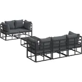 vidaXL Gartensofa-set 6 stk. Schwarz Stahl