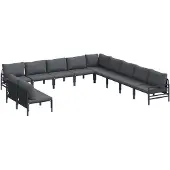 vidaXL Gartensofa-set 11 stk. Schwarz Stahl
