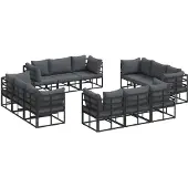 vidaXL Gartensofa-set 12 stk. Schwarz Metall