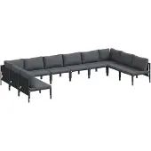 vidaXL Gartensofa-set 10 stk. Schwarz Stahl