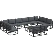 vidaXL Gartensofa-set 13 stk. Schwarz Aluminium