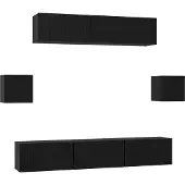 vidaXL TV-Schrankset 7 pcs Schwarz Eichen-Optik Holzwerkstoff