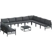 vidaXL Gartensofa-set 11 stk. Schwarz Stahl