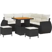 vidaXL Gartensofa-set 8 stk. 7-Sitzanzahl Schwarz und Creme