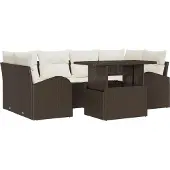 vidaXL Garten-Sofa-Set 7 stk. Braun Poly Rattan