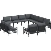 vidaXL Gartensofa-set 11 stk. Schwarz Stahl