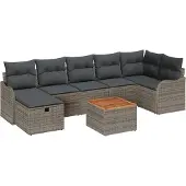vidaXL Gartensofa-set 8 stk. Grau Poly Rattan