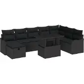 vidaXL Gartensofa-set 9 Stk. Schwarz Poly-Rattan