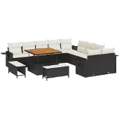 vidaXL Gartensofa-set 13 stk. Schwarz Poly-Rattan