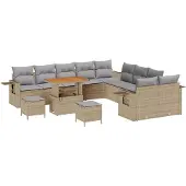 vidaXL Gartensofa-set 13 stk. Beige Poly-Rattan