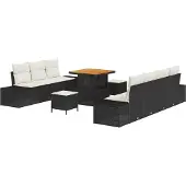 vidaXL Gartensofa-set 10 stk. Schwarz Poly-Rattan