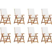 vidaXL Gartenstuhl 8 Stk. Braun und Weiß Massivholz Teak