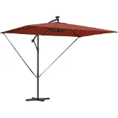 vidaXL Sonnenschirm mit LED-Lichtleisten Terrakotta 294 x 200 x 270 cm