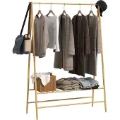 HOMCOM GARDEROBENSTÄNDER Bambus, 116 x 43,5 x 160 cm, Naturholz