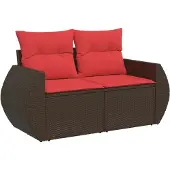 vidaXL Gartensofa mit Kissen 2-Sitzer Braun Poly Rattan