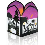 Sonstige Verlage Adventskalender-Laterne mit 24 Türchen, Scherenschnitten biblischer Weihnachtsgeschichte und Goldprägung, 14 x 18,5 x 14 cm