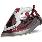 Solac S91869600, Trocken- & Dampfbügeleisen, Keramik-Bügelsohle, 2 m, 180 g/min, Kirsche (Frucht), Weiß, 40 g/min