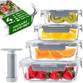 Kadax 4er-Set Vakuumbehälter aus Glas, grau