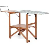 Foppapedretti Asso, Bügelbrett in Originalgröße, Aluminium, Baumwolle, Polyester, Dampfbügeleisen, Schwarz, Walnuss, Einfarbig, Grau, Weiß